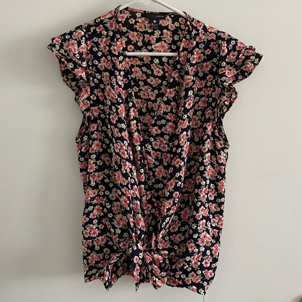 AQUA Floral Wrap Top!